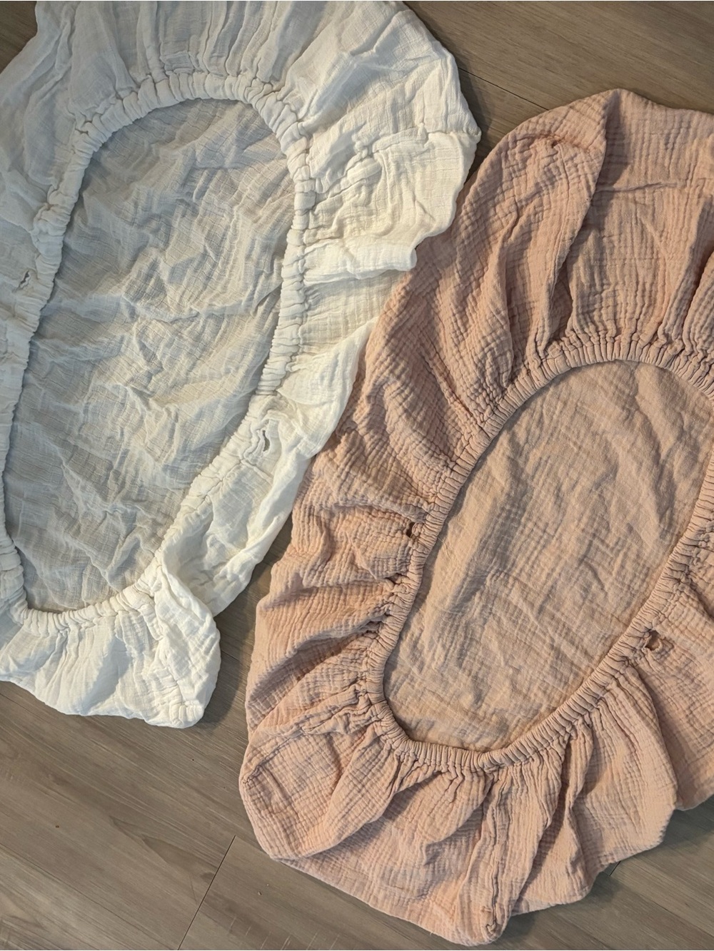 Soft Muslin Changing Matt Covers Bundle- white Aden and Anais and Blush Mushie
